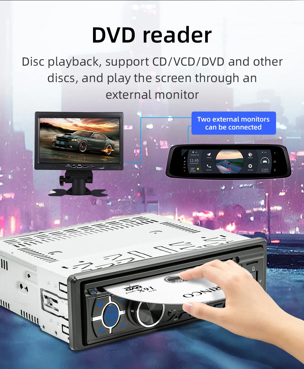 1 Din Car Radio CD DVD Player Bluetooth FM RDS AM USB MP3 Multimedia Audio System
1 Din Car Radio CD DVD Player Bluetooth FM RDS AM USB MP3 Multimedia Audio System