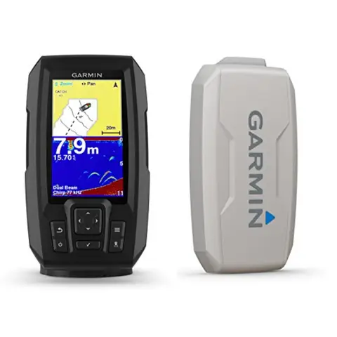 Garmin Striker Plus 4 con trasduttore a doppio raggio e copertura protettiva Display LED 4,3 Fishfinder da 1,1 libbre Modello Plus 4 Ideale per
