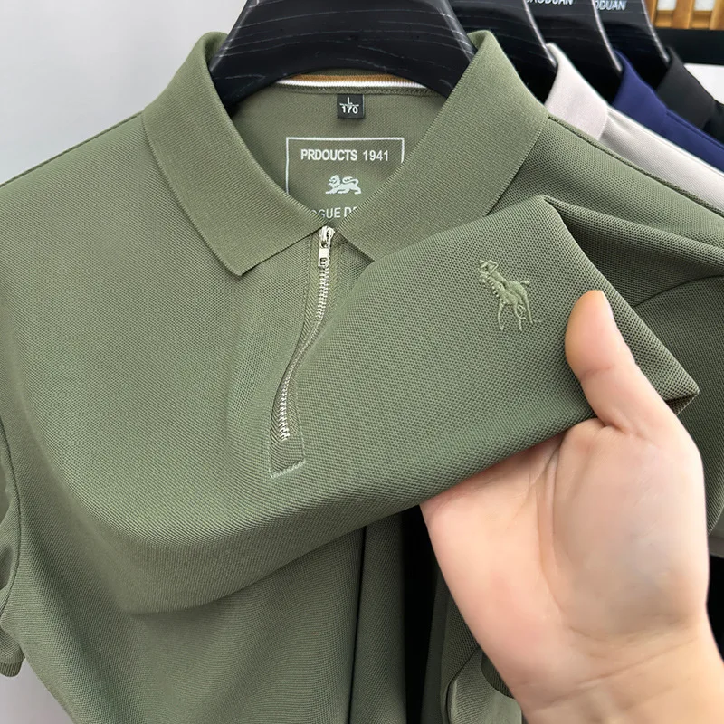 Summer New Men's High-end Embroidered Half Zipper Fashionable Casual Versatile Business Trend Men's T-shirt
Summer New Men's High-end Embroidered Half Zipper Fashionable Casual Versatile Business Trend Men's T-shirt