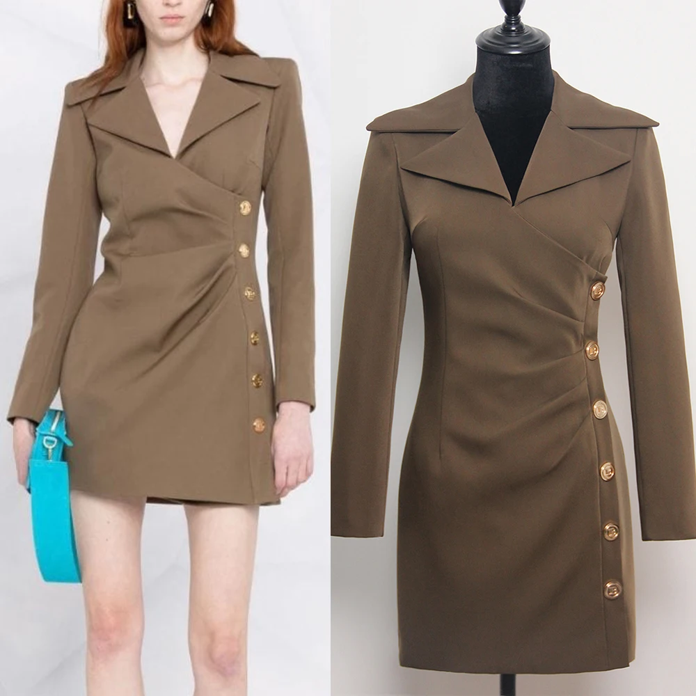 S-3XL High Quality Solid Color Large Lapel V-Neck Slim Long Sleeve B Side Buckle Commuter Casual Commuter Short Women's Dress
S-3XL High Quality Solid Color Large Lapel V-Neck Slim Long Sleeve B Side Buckle Commuter Casual Commuter Short Women's Dress