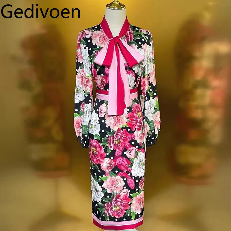 Gedivoen Women's Autumn Silk Suit Long-Sleeved Single-Breasted Bow Tops+Slim Straight Half Skirt Print 2 Piece Set
Gedivoen Women's Autumn Silk Suit Long-Sleeved Single-Breasted Bow Tops+Slim Straight Half Skirt Print 2 Piece Set