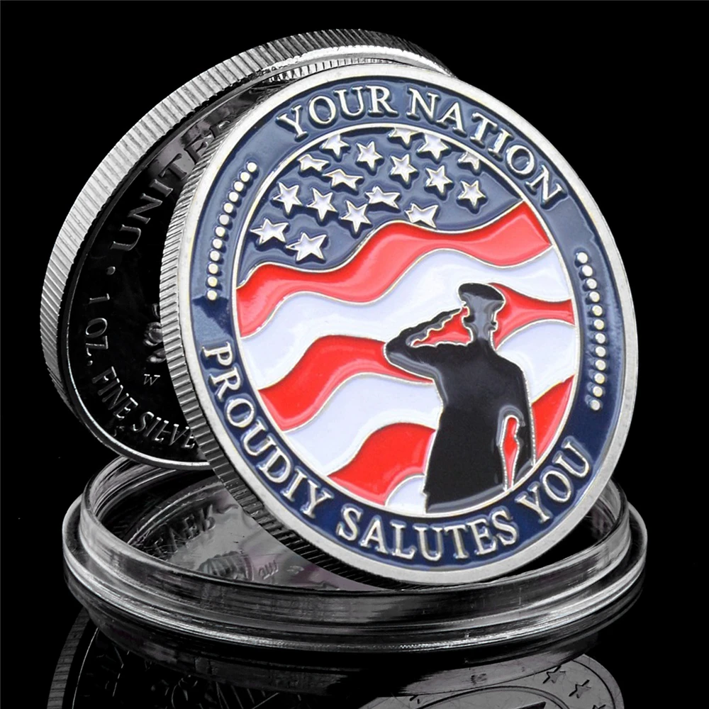USA Your Nation Proudly Salutes You Military For Your Service Gold/Silver Plated Challenge Coin
USA Your Nation Proudly Salutes You Military For Your Service Gold/Silver Plated Challenge Coin