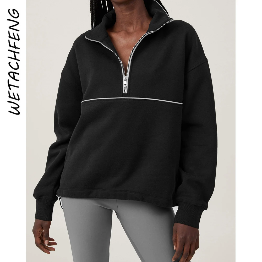 Black Sweatshirts Women Autumn Winter Zipper White Line Long Sleeve Turn-down Collar Loose Casual Hoodie Clothes Lady Sportswear
Black Sweatshirts Women Autumn Winter Zipper White Line Long Sleeve Turn-down Collar Loose Casual Hoodie Clothes Lady Sportswear