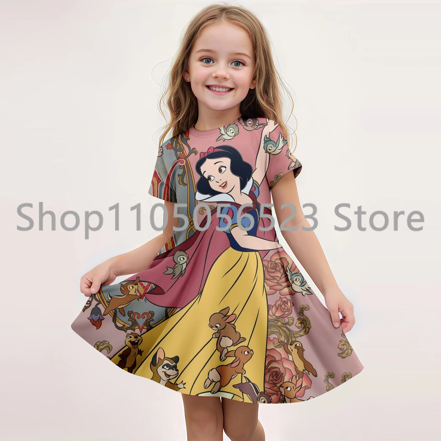 MINISO New Summer Girls Dress Fashion Cartoon Cute Snow White 3D Printing Round Neck Dress Kid Short Sleeve Princess Clothing
MINISO New Summer Girls Dress Fashion Cartoon Cute Snow White 3D Printing Round Neck Dress Kid Short Sleeve Princess Clothing