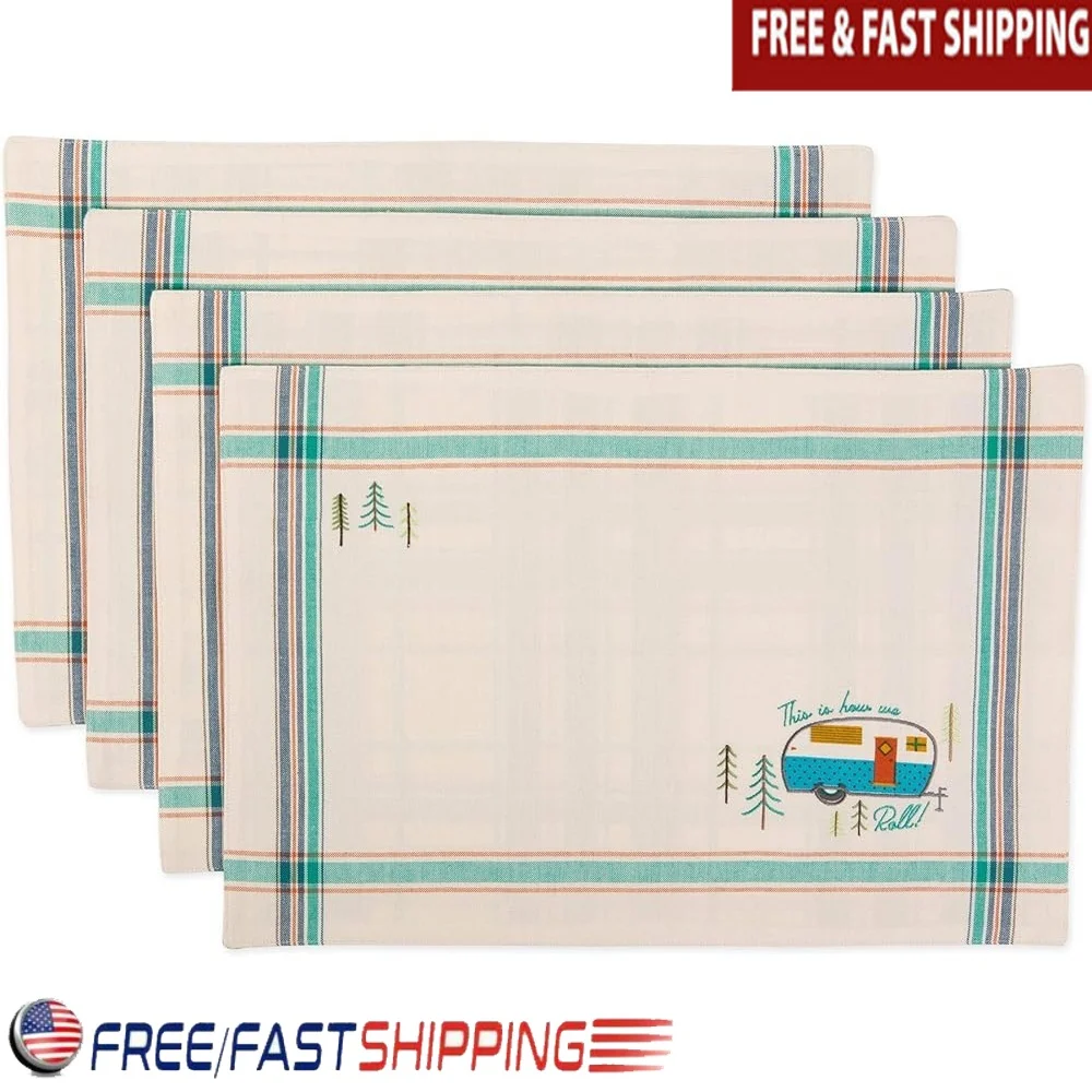 Cotton Placemat Set of 4 Happy Camper Collection Machine Washable Table Decor Parties BBQs and Everyday Use
Cotton Placemat Set of 4 Happy Camper Collection Machine Washable Table Decor Parties BBQs and Everyday Use