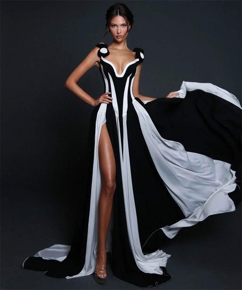 White Black Evening Dress Sexy Strap Sleeveless Sheath Slim Lace Up Back Long Formal Casual Birthday 3D Flower Prom Dress Robe
White Black Evening Dress Sexy Strap Sleeveless Sheath Slim Lace Up Back Long Formal Casual Birthday 3D Flower Prom Dress Robe