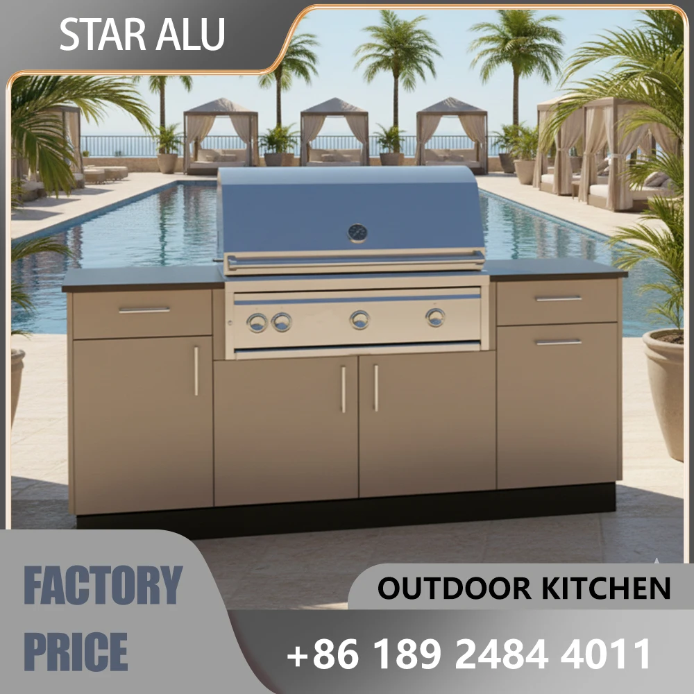 Outdoor Kitchen Cabinet with Built-in Grill,304 Stainless Steel & Quartz Stone Top Customizable Storage Solutions
Outdoor Kitchen Cabinet with Built-in Grill,304 Stainless Steel & Quartz Stone Top Customizable Storage Solutions