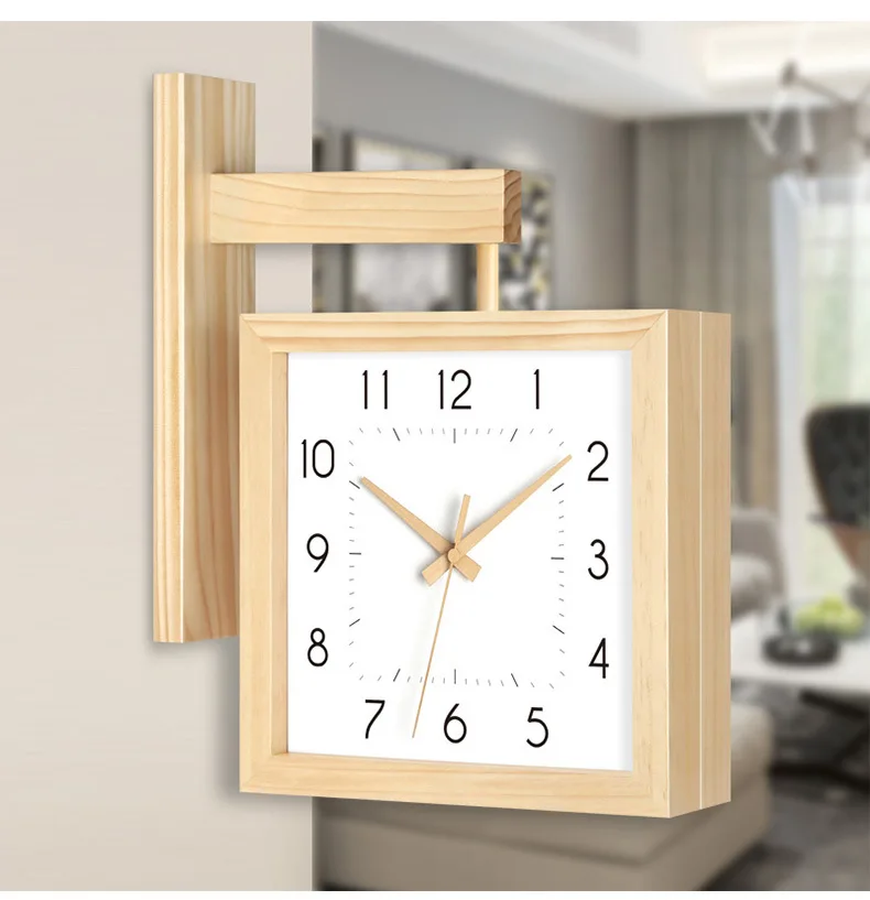 Nordic square hanging watch living room home creative double-sided wall clock modern simple two-sided clock solid wood silent
Nordic square hanging watch living room home creative double-sided wall clock modern simple two-sided clock solid wood silent