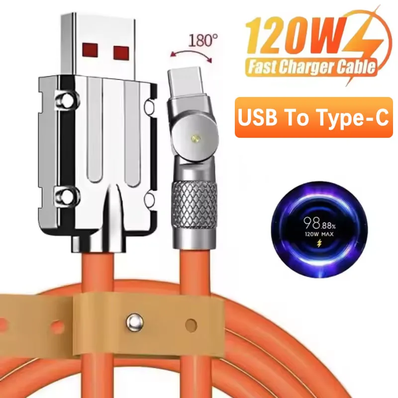 Кабель для быстрой зарядки 120 Вт, тип C, 7А, из жидкого силикона, с поворотным на 180 градусов разъемом, совместимый с Xiaomi, Huawei, Samsung
Кабель для быстрой зарядки 120 Вт, тип C, 7А, из жидкого силикона, с поворотным на 180 градусов разъемом, совместимый с Xiaomi, Huawei, Samsung