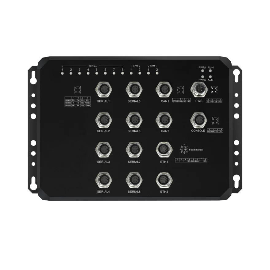 Industrial Managed Switch Network Switch with M12 Interface 8*Serial Ports + 2*CAN
Industrial Managed Switch Network Switch with M12 Interface 8*Serial Ports + 2*CAN