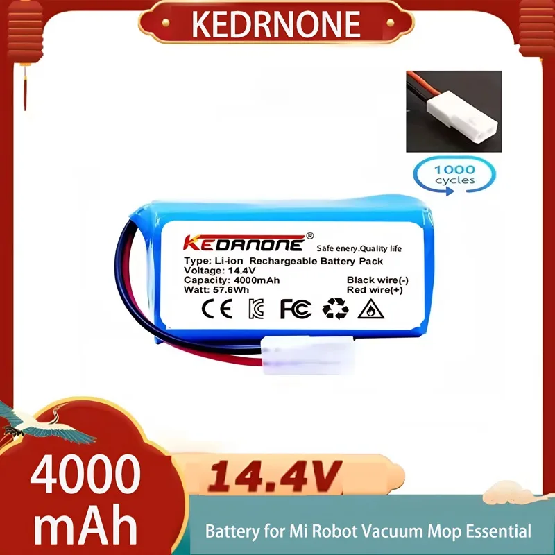 14.4V 4000mAh Lithium Ion Battery,Suitable for Xiaomi Robot Vacuum Mop Essential G1 (SKV4136GL) (MJSTG1) Robot Vacuum Cleane
14.4V 4000mAh Lithium Ion Battery,Suitable for Xiaomi Robot Vacuum Mop Essential G1 (SKV4136GL) (MJSTG1) Robot Vacuum Cleane