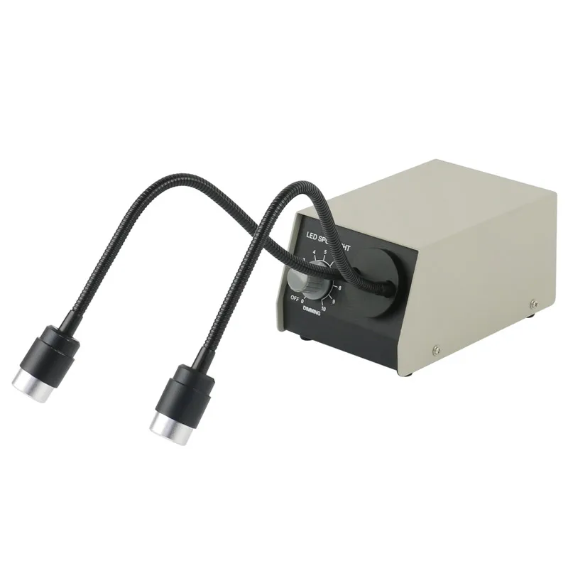 6500K Desktop Adjustable LED Double Gooseneck Light Source Microscopy Facula Optical Fiber Cold Illuminator System Microscope