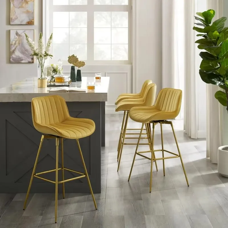 Swivel Bar Stools Set of 4 for Kitchen, Stools with Gold-Plated Metal Legs, Golden Yellow
Swivel Bar Stools Set of 4 for Kitchen, Stools with Gold-Plated Metal Legs, Golden Yellow