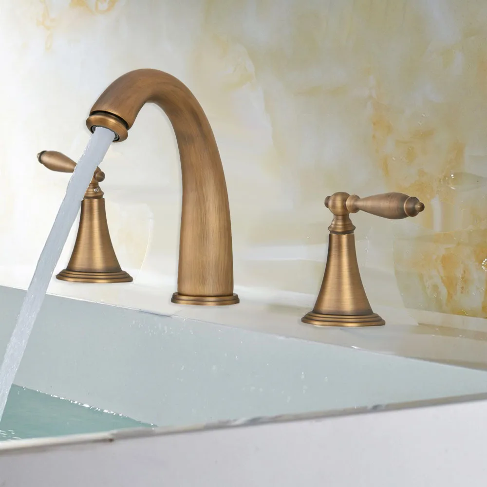 Antique Brass Widespread Bathroom Sink Faucet 3 Hole Basin Mixer Tap aan081
Antique Brass Widespread Bathroom Sink Faucet 3 Hole Basin Mixer Tap aan081