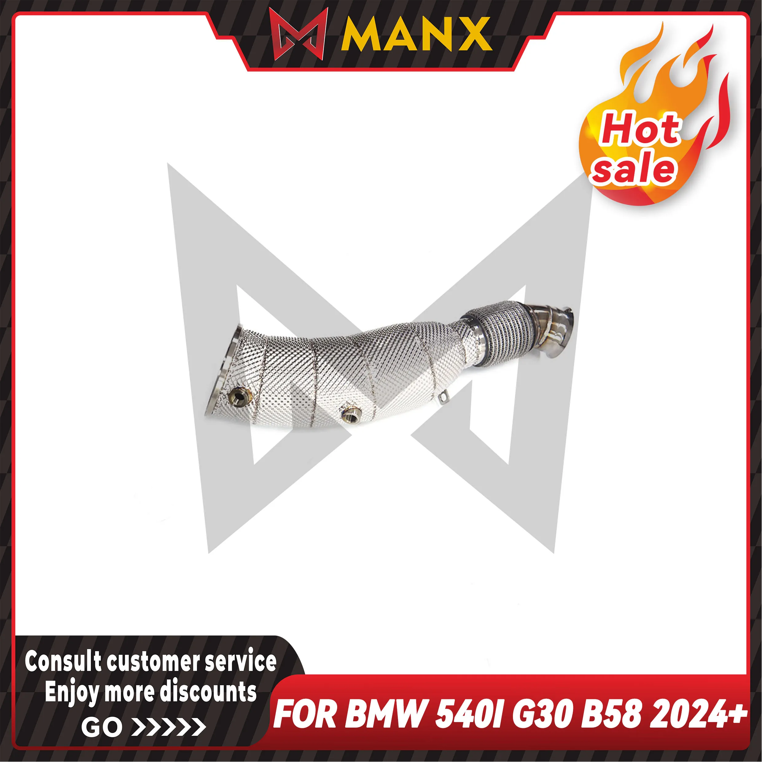 For BMW 540i G30 B58 2024+ Catalyzed Downpipe Catless Downpipe Stainless steels Performance exhaust pipe
For BMW 540i G30 B58 2024+ Catalyzed Downpipe Catless Downpipe Stainless steels Performance exhaust pipe