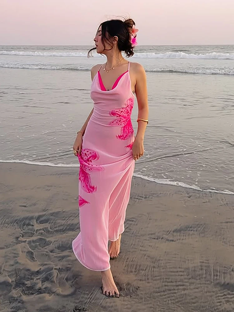 Kliou Floral Print Long Dress Woman Swing Collar Backless Sleeveless Shape Waist Summer Vacation Beach Elegant Style Vestidos
Kliou Floral Print Long Dress Woman Swing Collar Backless Sleeveless Shape Waist Summer Vacation Beach Elegant Style Vestidos