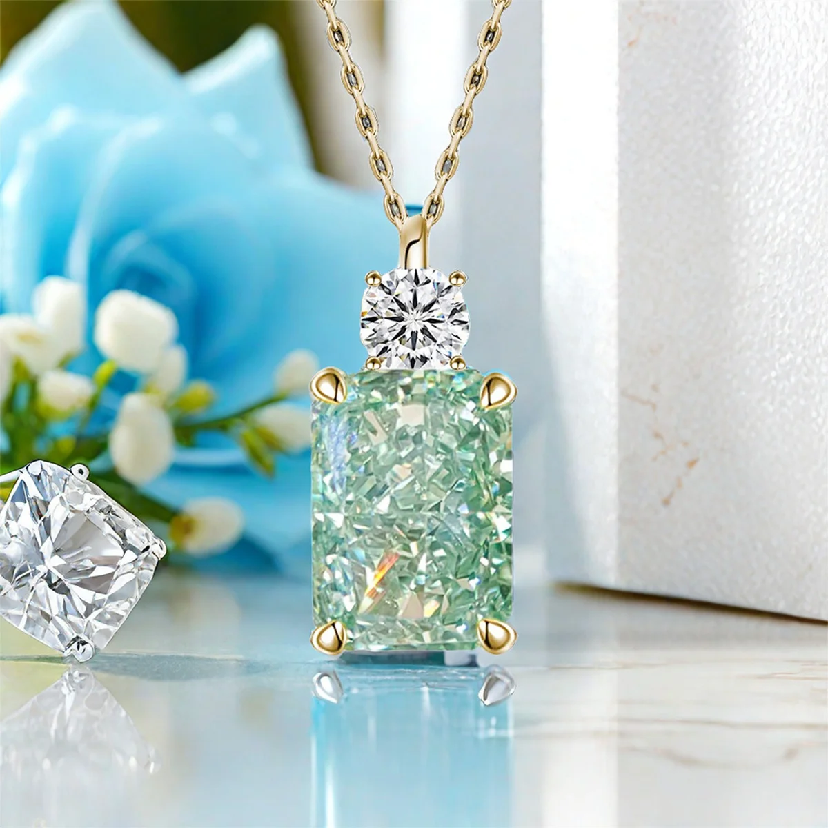 S925 sterling silver Rectangular Ice Cut mint green zircon High-carbon diamond necklace,pendant necklace for women jewelry gifts
S925 sterling silver Rectangular Ice Cut mint green zircon High-carbon diamond necklace,pendant necklace for women jewelry gifts
