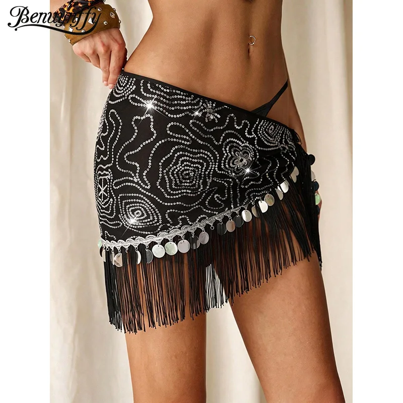 Benuynffy American Spicy Girl Low Waist Sequins Tassel Short Skirt Women Summer Boho Sexy Asymmetrical Wrap Mini Skirts 2026
Benuynffy American Spicy Girl Low Waist Sequins Tassel Short Skirt Women Summer Boho Sexy Asymmetrical Wrap Mini Skirts 2026