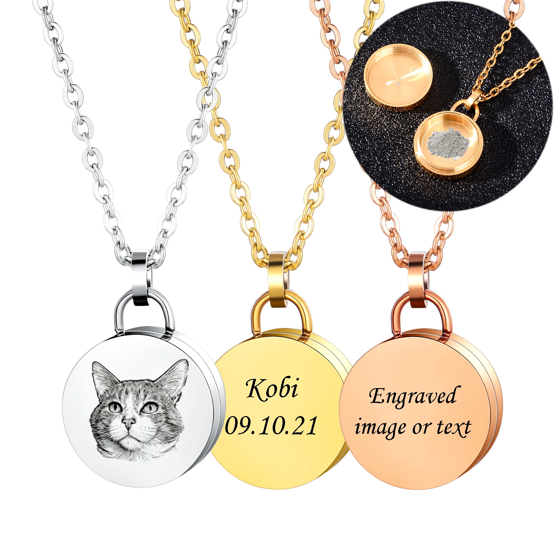 Персонализированное индивидуальное имя для фотографий домашних животных, круглая урна из нержавеющей стали, ожерелье, мемориал, семейный пепел для собак и кошек, ювелирное изделие на память, подарок
Персонализированное индивидуальное имя для фотографий домашних животных, круглая урна из нержавеющей стали, ожерелье, мемориал, семейный пепел для собак и кошек, ювелирное изделие на память, подарок