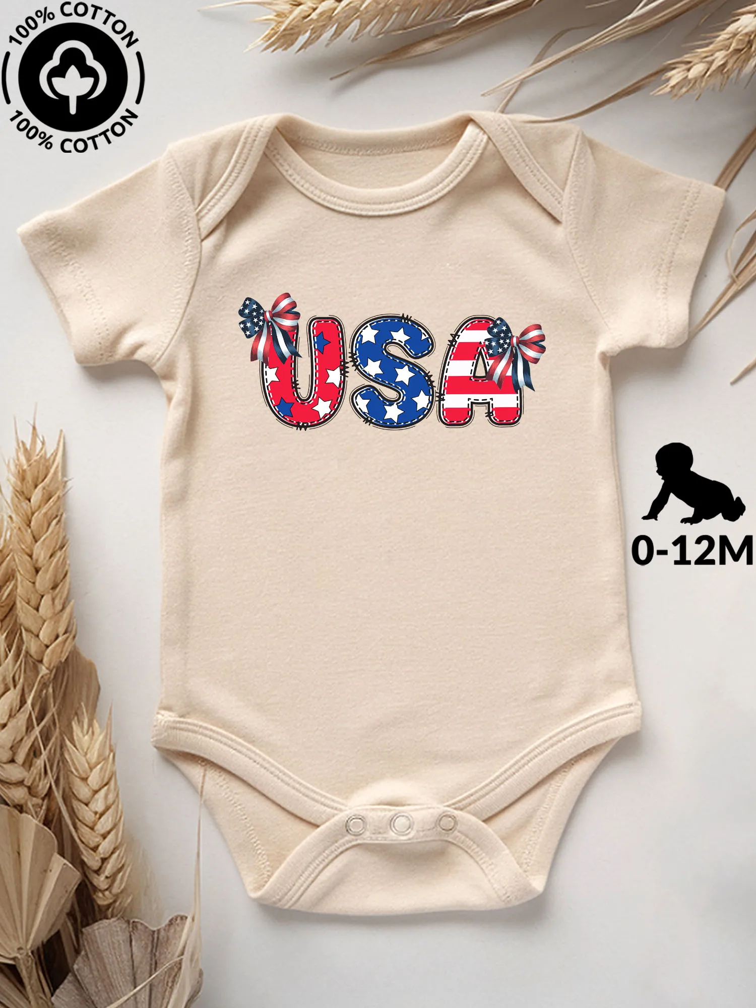 Coquette Bow USA Unisex Baby Bodysuit, 100% Cotton Soft Onesie, All-Season Wear Beige Crawling Suit 190GSM
Coquette Bow USA Unisex Baby Bodysuit, 100% Cotton Soft Onesie, All-Season Wear Beige Crawling Suit 190GSM