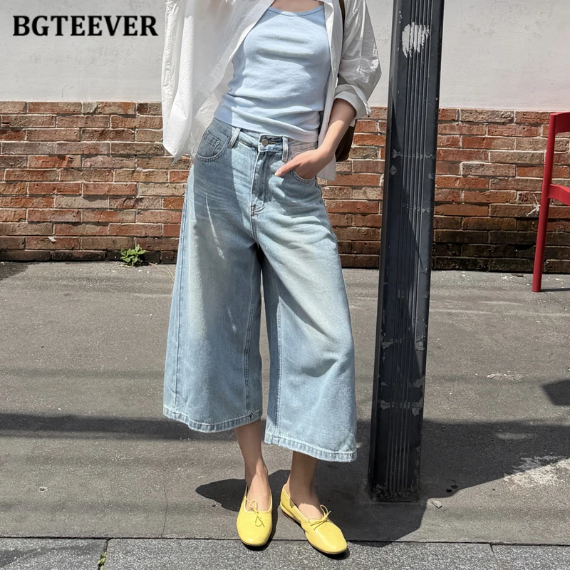 BGTEEVER Korean-Style Retro Drapey Wide-Leg Trousers for Women Simple Loose-Fit 3/4-Length Denim Jeans Summer
BGTEEVER Korean-Style Retro Drapey Wide-Leg Trousers for Women Simple Loose-Fit 3/4-Length Denim Jeans Summer