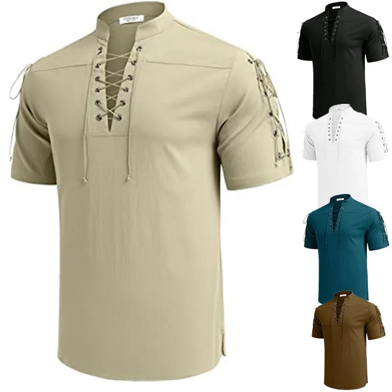 Men Short-Sleeved T-shirt Viking Cotton and Linen Led Casual Summer Men's V-neck shirt Fashion Man tshirt Shirt Breathable tops
Men Short-Sleeved T-shirt Viking Cotton and Linen Led Casual Summer Men's V-neck shirt Fashion Man tshirt Shirt Breathable tops