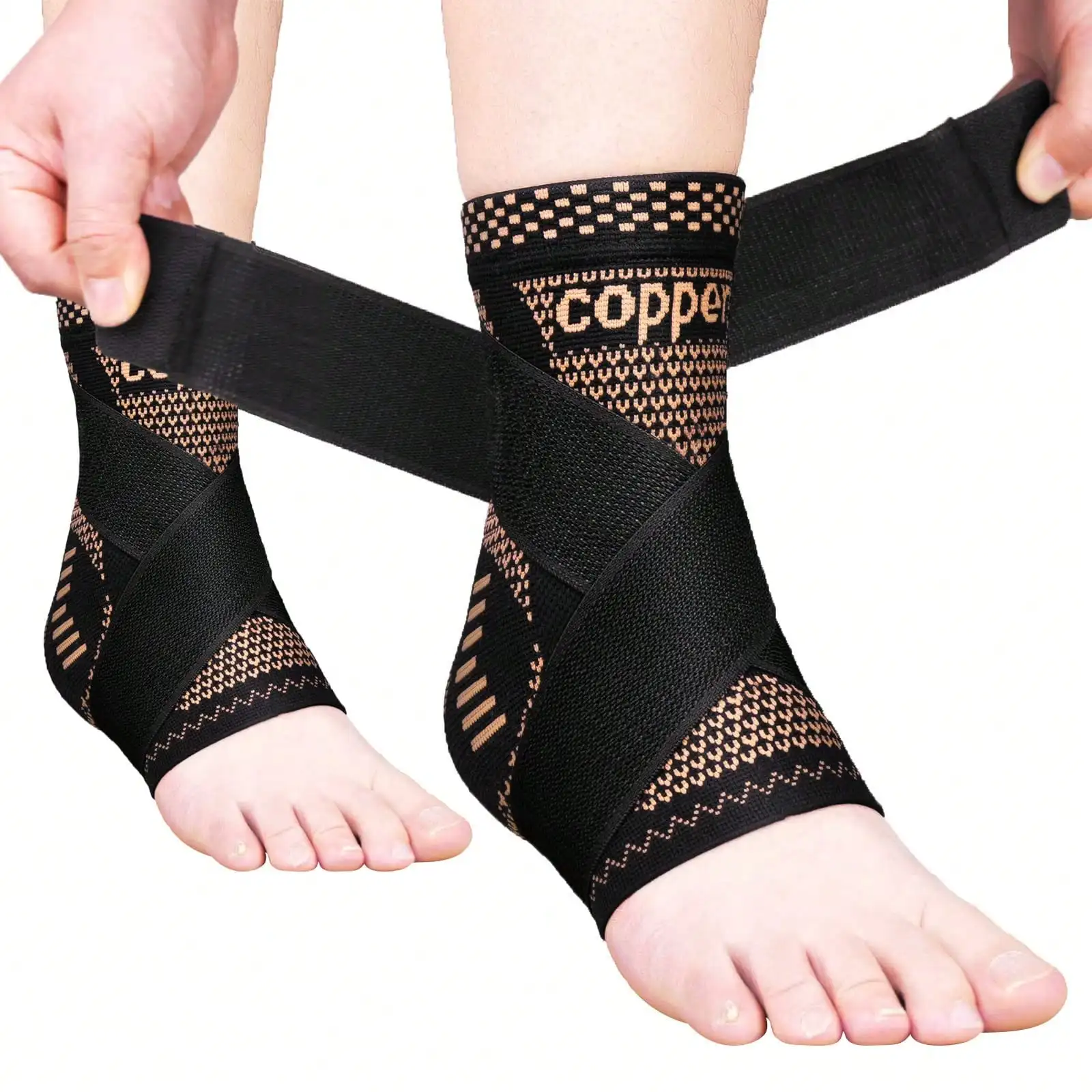 1pc Adjustable Copper Ankle Brace Compression Sleeve, Ankle Joint & Heel Support Brace, Sports Ankle Guard With Straps, Unisex, Suitable For Basketball, Football, And Climbing Anklet Gym Gym Accessories
1pc Adjustable Copper Ankle Brace Compression Sleeve, Ankle Joint & Heel Support Brace, Sports Ankle Guard With Straps, Unisex, Suitable For Basketball, Football, And Climbing Anklet Gym Gym Accessories
