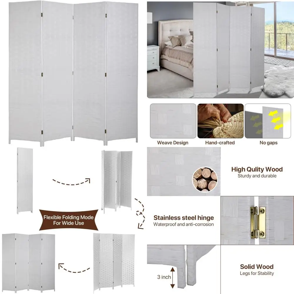 4 Panel 6ft Foldable Room Dividers - Handcrafted Wood Mesh Privacy Screens for Portable Separation
4 Panel 6ft Foldable Room Dividers - Handcrafted Wood Mesh Privacy Screens for Portable Separation