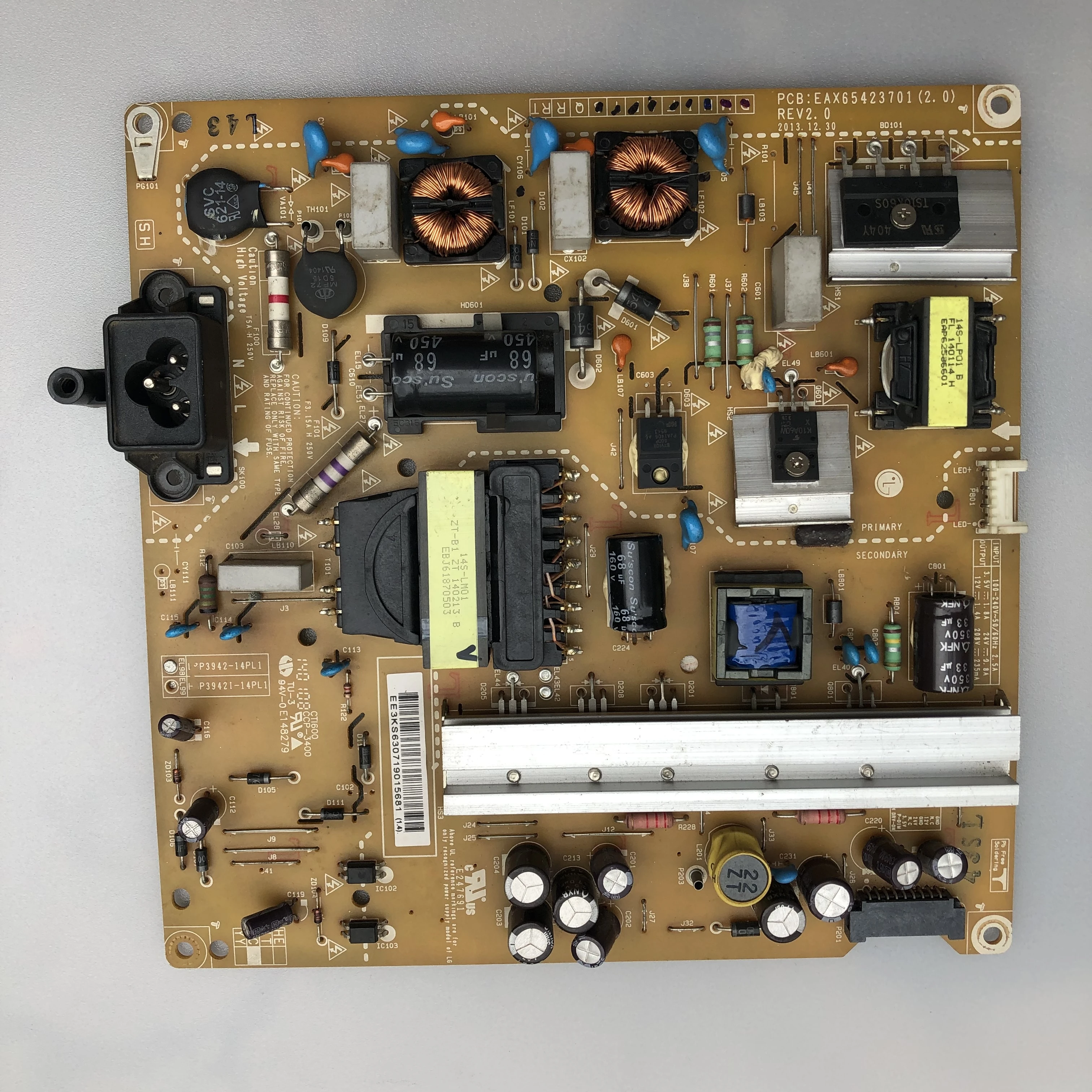 Плата питания EAX65423701 для 42GB6500-CA P3942-14PL1 42LB5610-CD 42LF580V 42LB5520-CA 42LY340C-CA 39LB5620-CA
Плата питания EAX65423701 для 42GB6500-CA P3942-14PL1 42LB5610-CD 42LF580V 42LB5520-CA 42LY340C-CA 39LB5620-CA