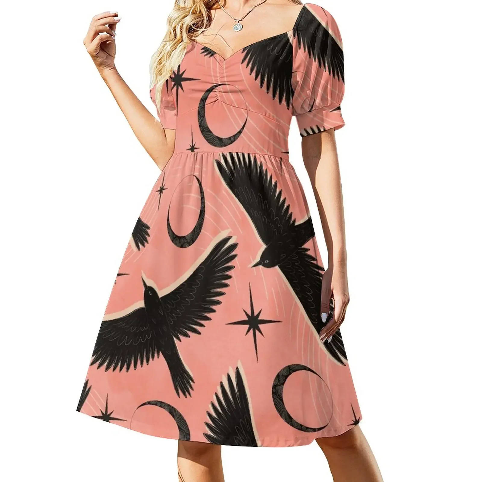 Raven With Shadow Pink Short-Sleeved Dress Summer dresses for women women's luxury party dress
Raven With Shadow Pink Short-Sleeved Dress Summer dresses for women women's luxury party dress