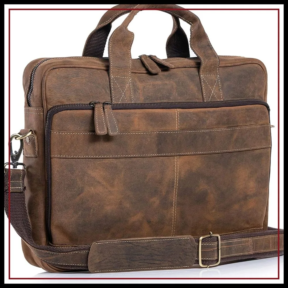 Leather Briefcase 18 Inch Laptop Messenger Bag for Men Women Office Satchel
Leather Briefcase 18 Inch Laptop Messenger Bag for Men Women Office Satchel