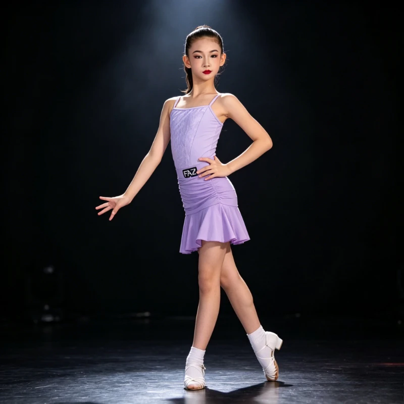 Theeper 2 Piece Girls Latin Dance Dress Lace Patchwork Ruched Waist Ruffle Skirt with Pearl Necklace for Ballroom Samba Training
Theeper 2 Piece Girls Latin Dance Dress Lace Patchwork Ruched Waist Ruffle Skirt with Pearl Necklace for Ballroom Samba Training