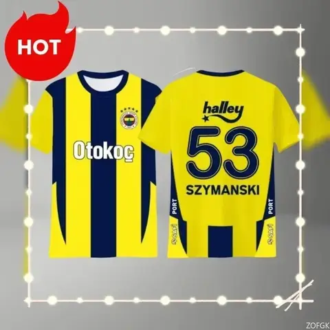 Latest Popular Football Series Fenerbahce Jersey Same T-shirt for Summer Men and Boys Round Neck T-shirt