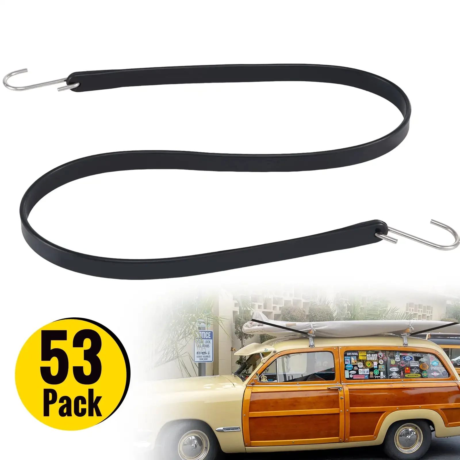 Rubber Bungee Cords, 53 Pack 31" Long, Weatherproof EPDM Rubber Tie Down Straps with Crimped S Hooks
Rubber Bungee Cords, 53 Pack 31" Long, Weatherproof EPDM Rubber Tie Down Straps with Crimped S Hooks