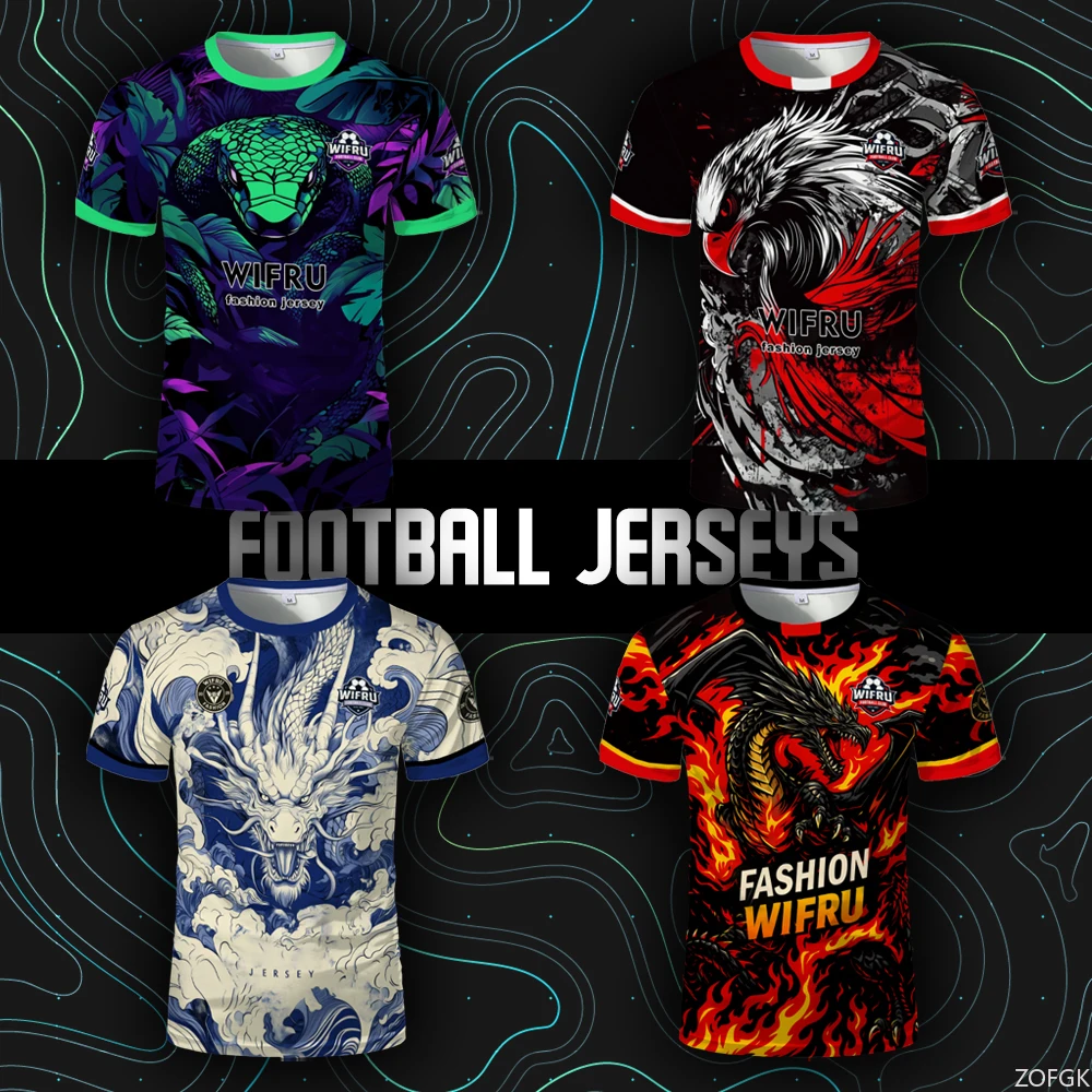 Summer Fashion Dragon Pattern Men's Football T-shirts 3D Printed WFIRU Customized Uniforms Breathable Sports O Neck Boys Tees
Summer Fashion Dragon Pattern Men's Football T-shirts 3D Printed WFIRU Customized Uniforms Breathable Sports O Neck Boys Tees
