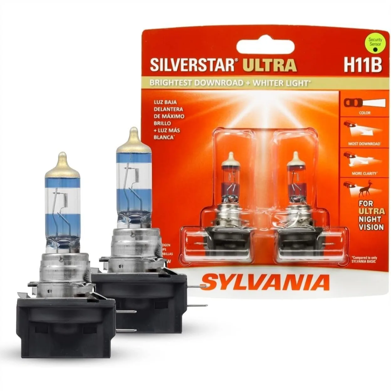 H11B Halogen Headlight Bulb, High Performance, Brightest Down Road with Whiter Light, Tri-Band Technology, 2 Pack
H11B Halogen Headlight Bulb, High Performance, Brightest Down Road with Whiter Light, Tri-Band Technology, 2 Pack