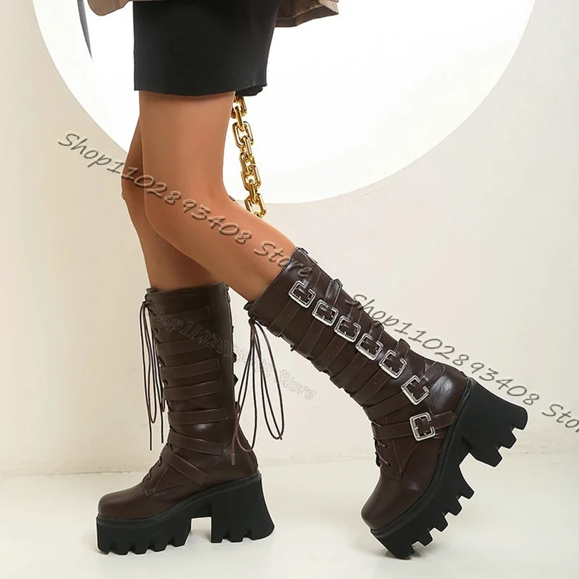 Black Belt Buckle Decor Boots Round Toe Chunky Heels Back Zipper Shoes Lace up Stylish Winter Women Boots Zapatos Para Mujere
Black Belt Buckle Decor Boots Round Toe Chunky Heels Back Zipper Shoes Lace up Stylish Winter Women Boots Zapatos Para Mujere