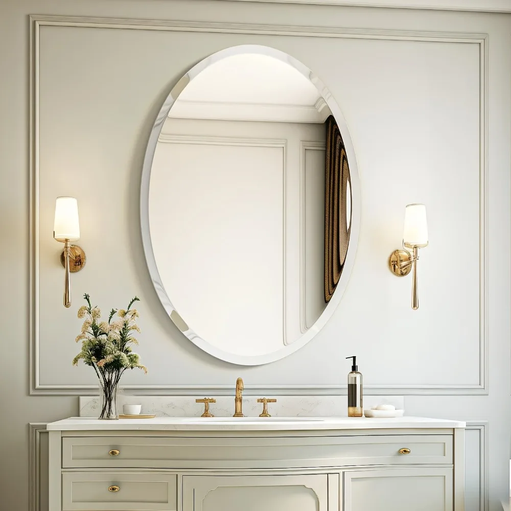 1pc Oval Frameless Beveled Mirror Suitable for Over Sink, 24x36 Inch Modern Bathroom Mirror with & Stainless Frame
1pc Oval Frameless Beveled Mirror Suitable for Over Sink, 24x36 Inch Modern Bathroom Mirror with & Stainless Frame