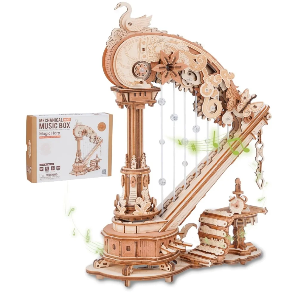 Музыкальная шкатулка Robotime Rokr Magic Harp: 3D-головоломка из дерева, механический набор для творчества, винтажная музыкальная деревянная модель для взрослых, для дома
Музыкальная шкатулка Robotime Rokr Magic Harp: 3D-головоломка из дерева, механический набор для творчества, винтажная музыкальная деревянная модель для взрослых, для дома