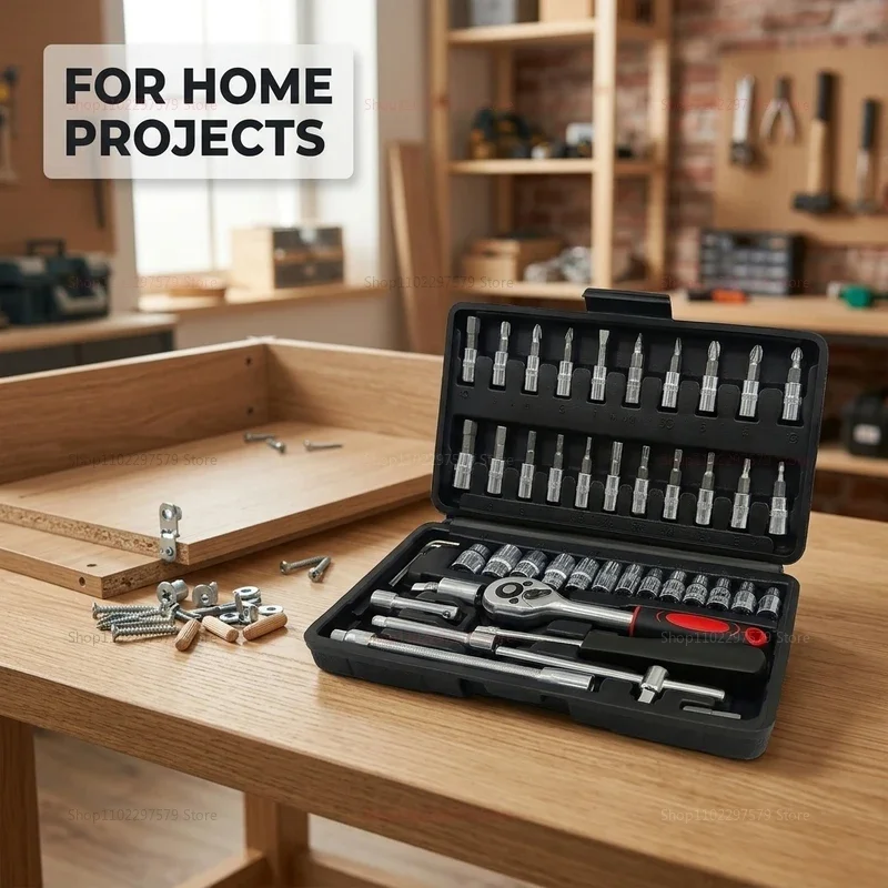 46 Piece Car Repair Tool Set Professional Auto Motorcycle Ratchet Wrench Socket Kit for Garage Home Maintenance and Mechanics
46 Piece Car Repair Tool Set Professional Auto Motorcycle Ratchet Wrench Socket Kit for Garage Home Maintenance and Mechanics