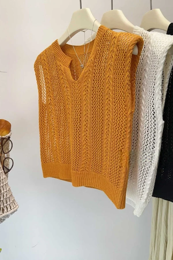 Summer Women New V-neck Solid Tank Top Sleeveless Hollow Out Female Knittind Vest Simple Casual Fitness Solid Basic Clothing D4
Summer Women New V-neck Solid Tank Top Sleeveless Hollow Out Female Knittind Vest Simple Casual Fitness Solid Basic Clothing D4