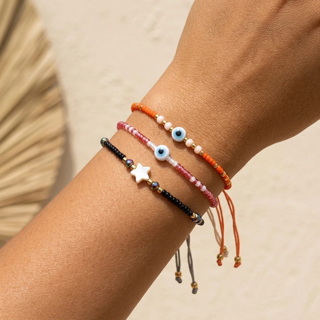 3pcs Glass Beaded Bohemian Layered Bracelet Set Round Charm Bracelets For Women
3pcs Glass Beaded Bohemian Layered Bracelet Set Round Charm Bracelets For Women