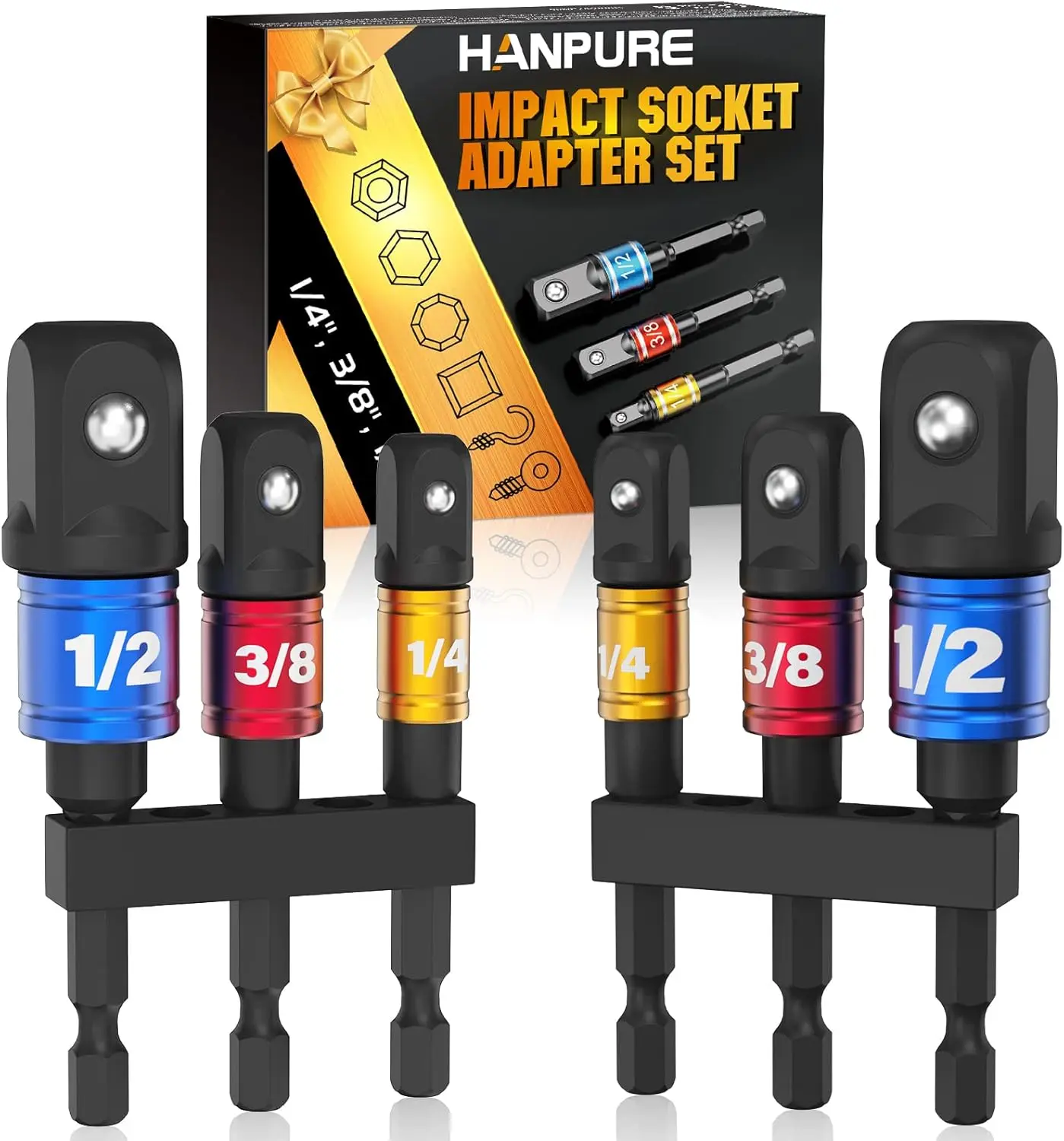 Impact Socket Adapter Set for Drills - 1/4" 3/8" 1/2" Hex Drive Extension Bits with Holder
Impact Socket Adapter Set for Drills - 1/4" 3/8" 1/2" Hex Drive Extension Bits with Holder