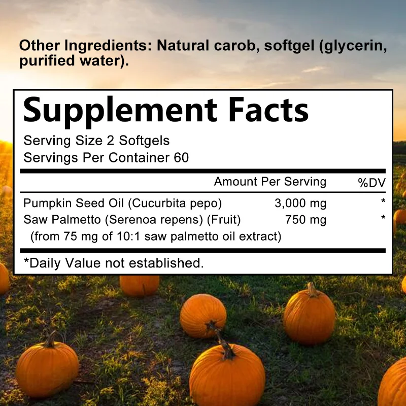 Virgin Pumpkin Seed Oil 3,000mg with Saw Palmetto, Rich in Omega 6 & 9 Essential Fatty Acids, Prostate & Bladder Supplement
Virgin Pumpkin Seed Oil 3,000mg with Saw Palmetto, Rich in Omega 6 & 9 Essential Fatty Acids, Prostate & Bladder Supplement