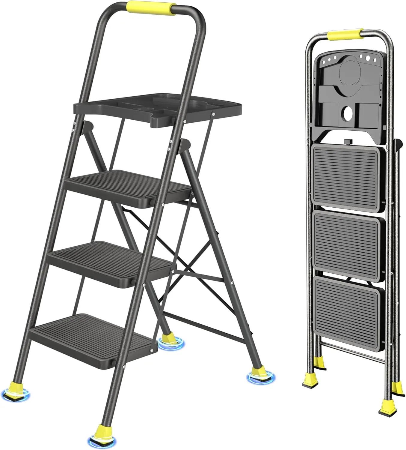 3 Step Folding Ladder, 600lbs Capacity Steel Stool with Tool Platform, Wide Anti-Slip Pedal & Feet for Home Office
3 Step Folding Ladder, 600lbs Capacity Steel Stool with Tool Platform, Wide Anti-Slip Pedal & Feet for Home Office