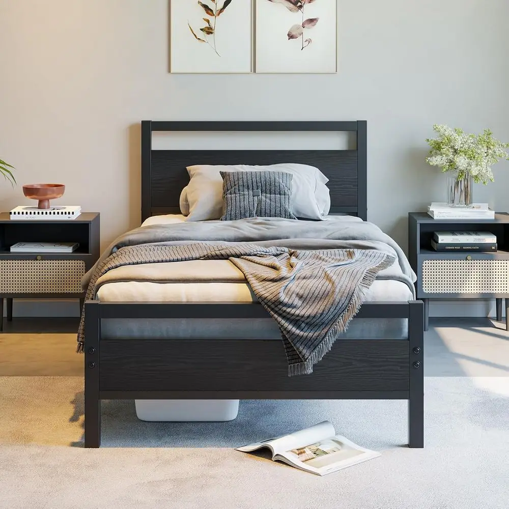 Twin Size Metal Platform Bed with Wood Slats, No Box Spring Needed, Heavy Duty Support, Easy Assembly, Noise-Free
Twin Size Metal Platform Bed with Wood Slats, No Box Spring Needed, Heavy Duty Support, Easy Assembly, Noise-Free