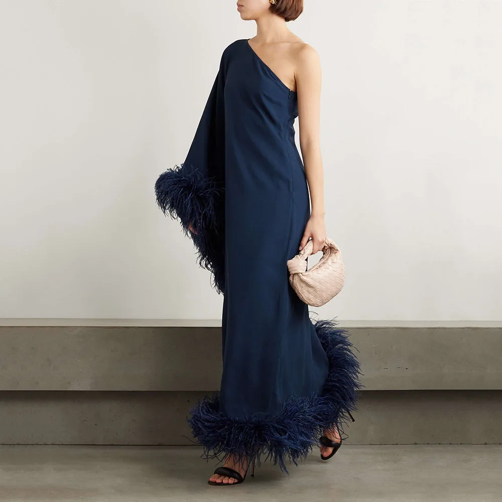Navy Blue Prom Dress Women One Shoulder Feathers Luxury Evening DressLong Sleeves Wedding Party Dress Special Occasions
Navy Blue Prom Dress Women One Shoulder Feathers Luxury Evening DressLong Sleeves Wedding Party Dress Special Occasions