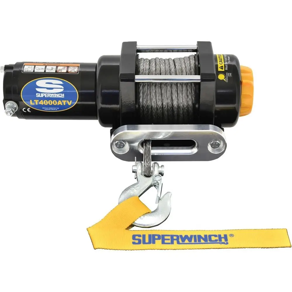 4000 lbs 12V DC LT4000SR Winch, 50ft Synthetic Rope, Sealed Solenoid, Remote Control, 1.4HP, Holding Brake, 166:1 Gear Ratio, Ha
4000 lbs 12V DC LT4000SR Winch, 50ft Synthetic Rope, Sealed Solenoid, Remote Control, 1.4HP, Holding Brake, 166:1 Gear Ratio, Ha