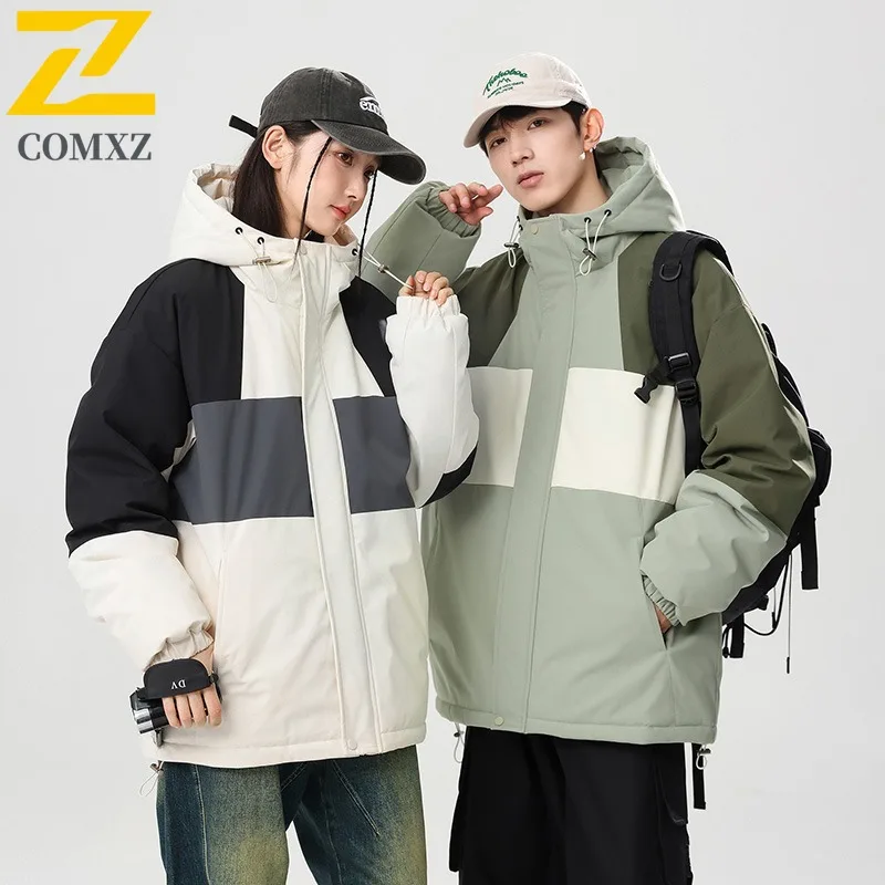 COMXZ Мужская уличная стеганая куртка с капюшоном для альпинизма, утолщенная теплая парка, однотонная морозостойкая легкая зимняя куртка 
COMXZ Мужская уличная стеганая куртка с капюшоном для альпинизма, утолщенная теплая парка, однотонная морозостойкая легкая зимняя куртка