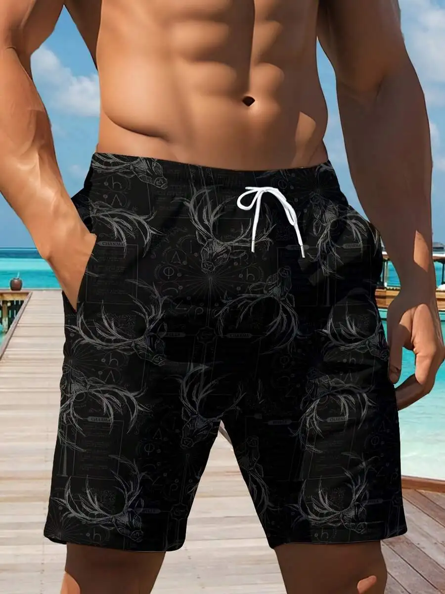 Mens Black Deer Head Astrology All-Over Print Beach Shorts Breathable Quick Dry
Mens Black Deer Head Astrology All-Over Print Beach Shorts Breathable Quick Dry